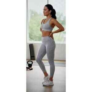 Spanx Womens Softgrey Heather Spacedye 7/8 Leggings M/Nylon Blend Smooth Fit